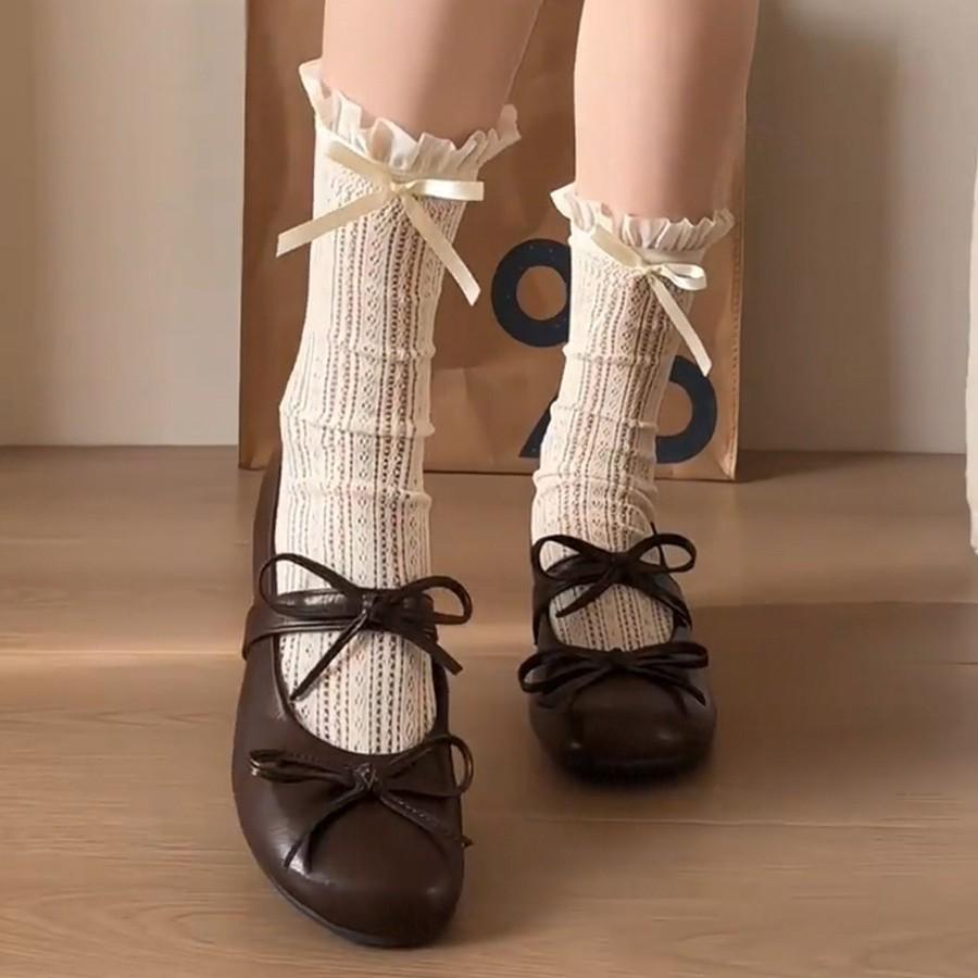 2025 super fire round head Mary Jane shoes girls small leather shoes inner height increase summer single shoes bow Japanese jk sweet