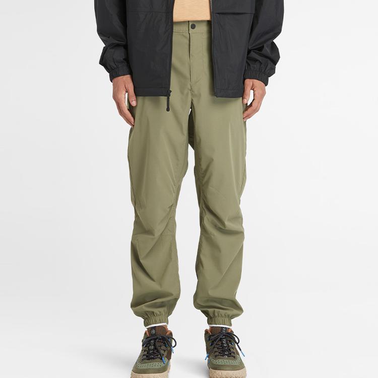 Timberland Solid Color Mid Waist Cuffed Casual Pants Men bottoms Cassel-Green A5XFF-590
