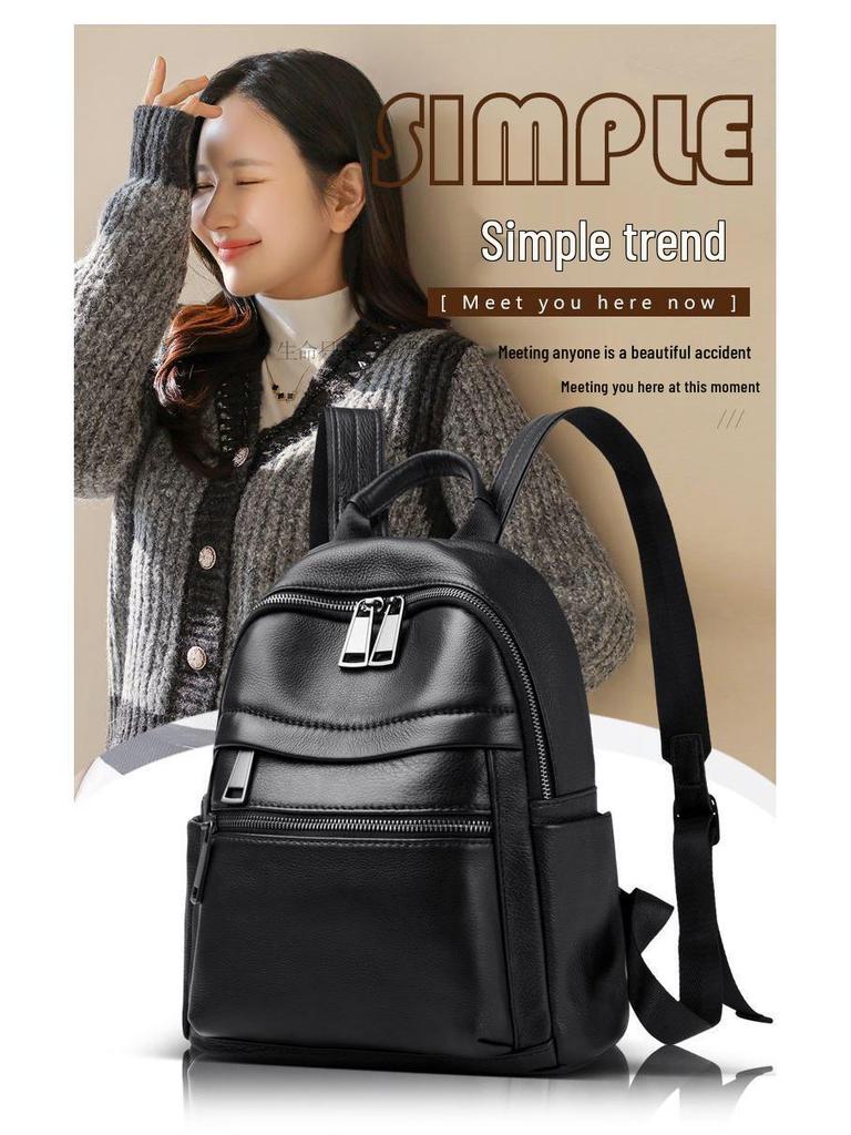 2025 High-End Women's Genuine Leather Backpack - Large Capacity, Soft Cowhide, Fashionable Travel Bag