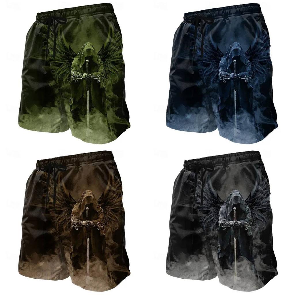 Angel God Knight Muay Thai Boxing Kickboxing Shorts 3D Print Fighting Training Unisex Men Women Quick Dry Fitness Gym Sport Workout Casual Streetwear