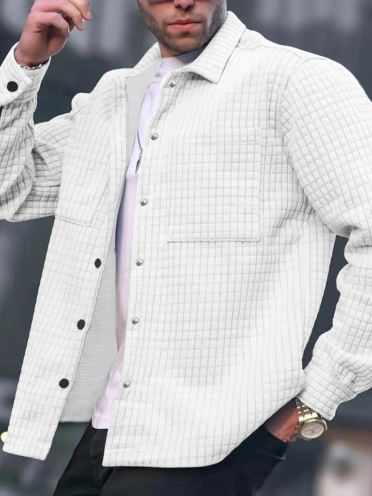 European & American Men's Plus Size Checkered Cardigan Shirt Jacket, 2025 Fashion, Long Sleeve