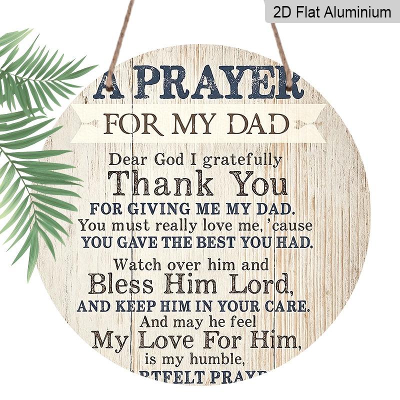 

2D Flat Father s Day Themed Aluminum Decorative Signs and Plaques in Various Sizes. A Prayer of Gratitude and Blessings for Fathers, Ideal for Home 7.87×7.87inch