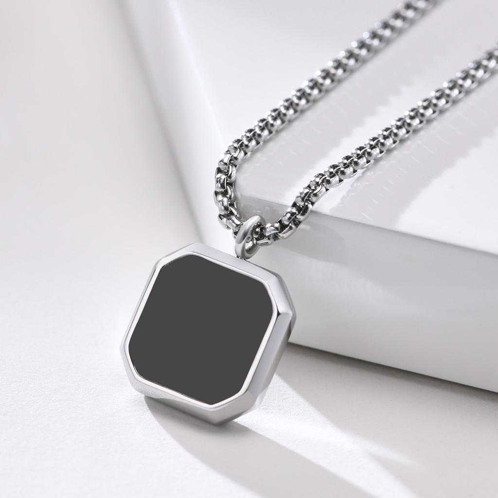 Stainless Steel Square Pendant Men, Sweater Stacked Necklace, Natural Tiger Eye Sweater Chain Nc-892