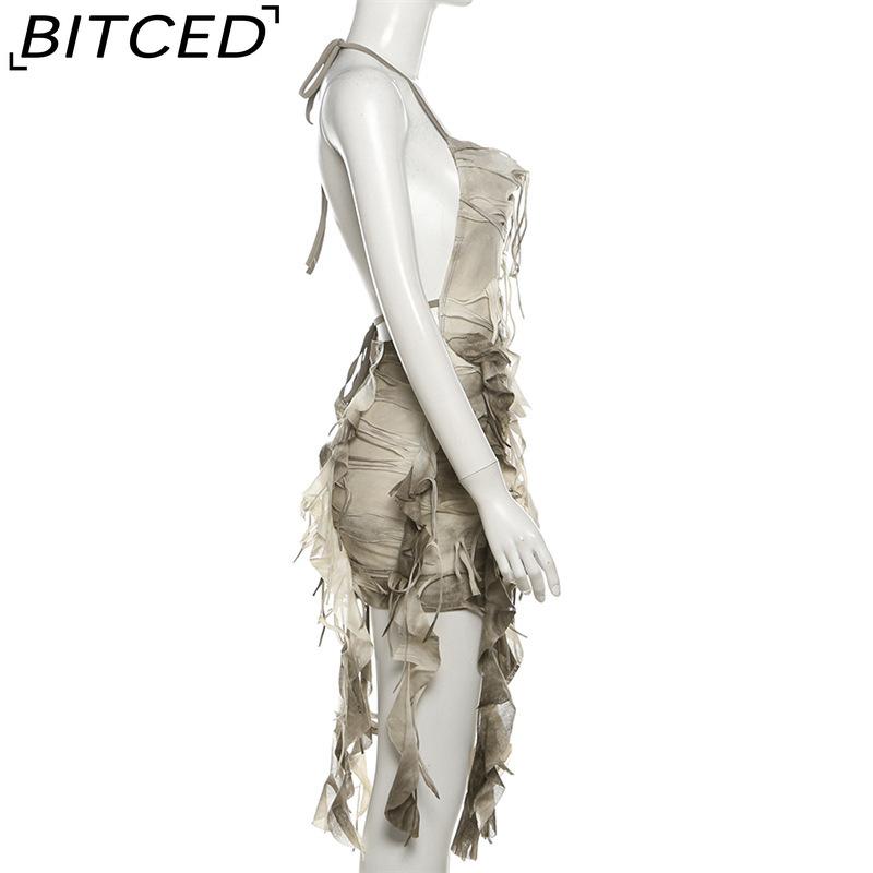 BITCED Summer Women's Solid-Color Slim-Fit High-Waisted Fashion Strapless Sexy Backless Dress