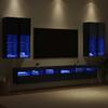 TV Wall Shelf Set 7 pcs Black Oak Effect Wood Based Panel