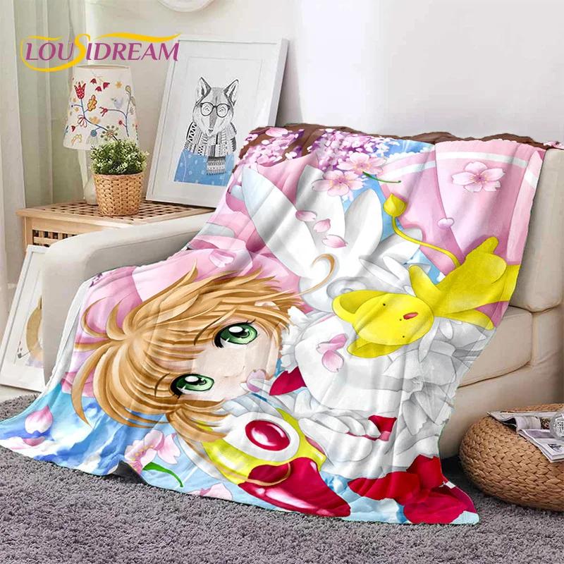 Cartoon Cute Sakura Card Captor Girl Soft Blankets,Keep Warm Throw Blanket Comfortable Blanket for Picnic Beds Sofa Home Bedroom