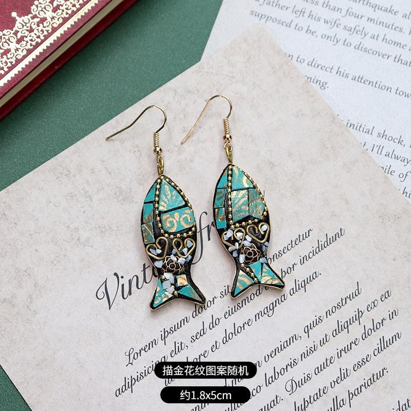Handmade Niche Nepalese Exotic Tibetan Earrings Retro Temperament Simple Earrings Show Face Thin Earrings