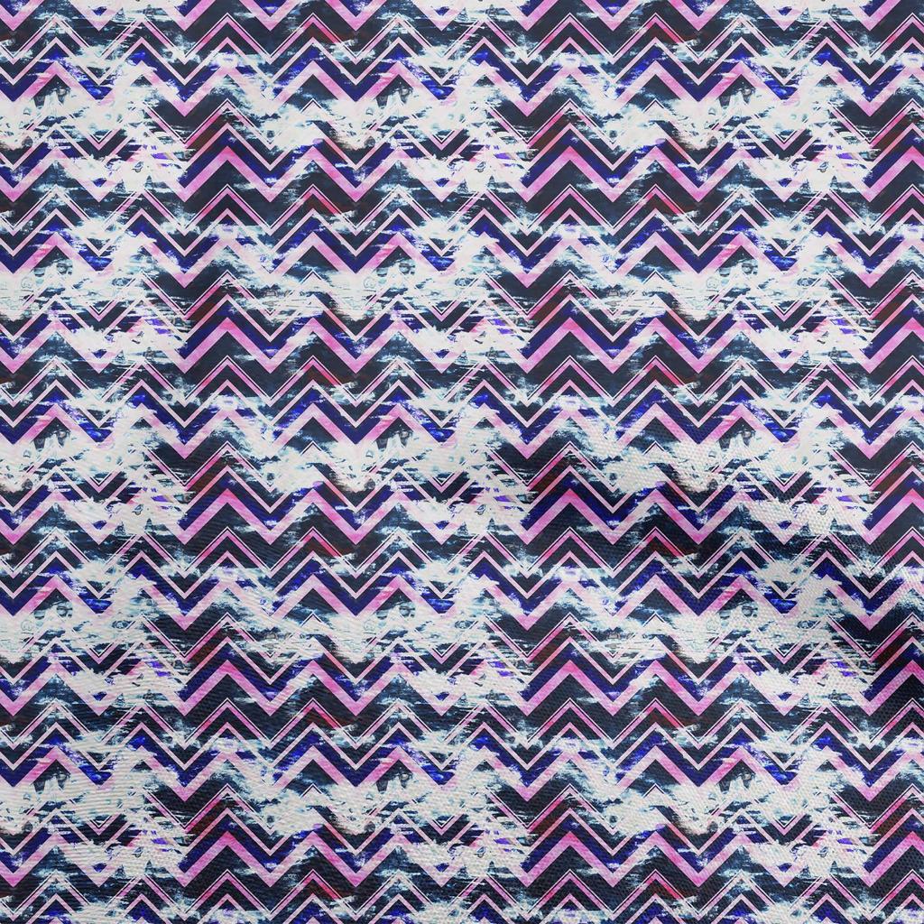 oneOone Cotton Flex Blue2 Stoff, abstrakt, Zickzack, Nähen, Basteln, Projekte, Stoffdrucke, Meterware, 40 Zoll