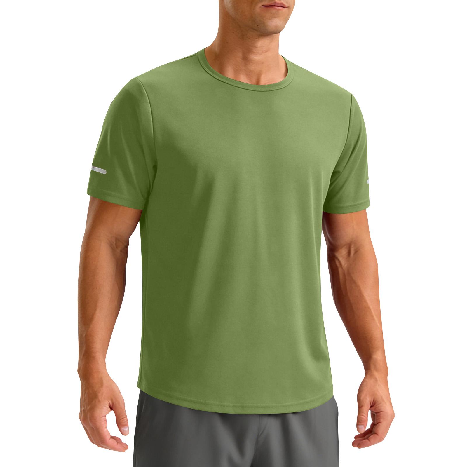 Men s Round Neck T-Shirt, Men s Outdoor Sports And Fitness Top L армия зеленый
