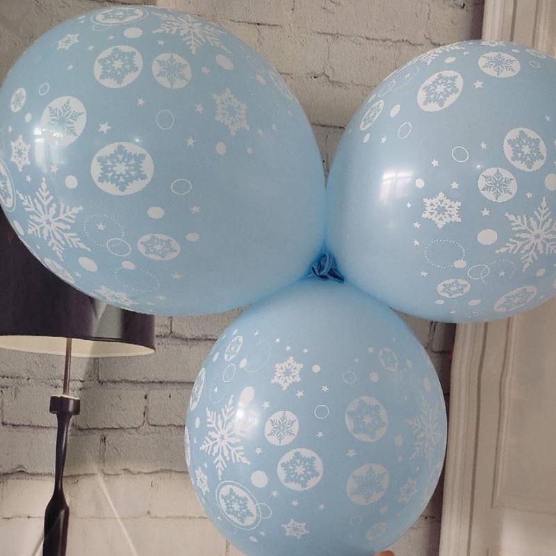 12inch Christmas Party Balloon Decoration with White Snowflake Print Transparent Gold Balloon for Holiday Party Layout
