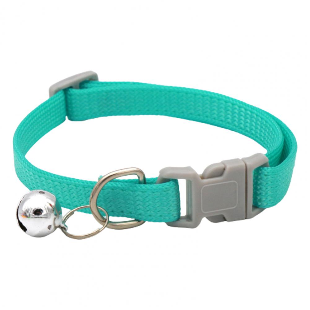 Pet Collar with Bell Safety Adjustable Buckle Puppy Collar Necklace Cat Collars Nylon Pet Collar Pet Traction Rope Puppy Collars мятный зеленый