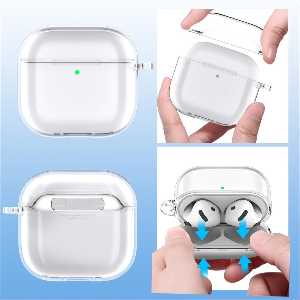 Seefox Airpods 4 Case in Airpods 4th Generation Case TPU Material Separable Visible LED Light Mountable and Rechargeable Airpods 4 Cover Lightweight