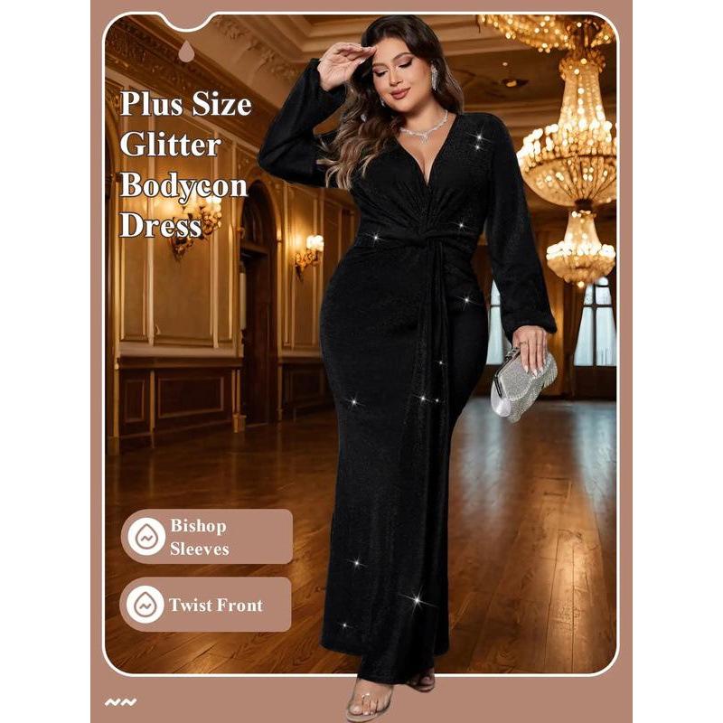 X 39244 Plus Size Long Sleeve Elegant Evening Dress