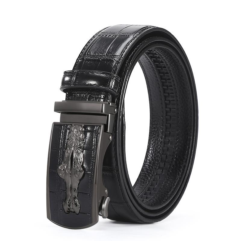 Belt Men'S Alloy Automatic Buckle Crocodile Pattern Belt Business Versatile Young People Cowhide Belt