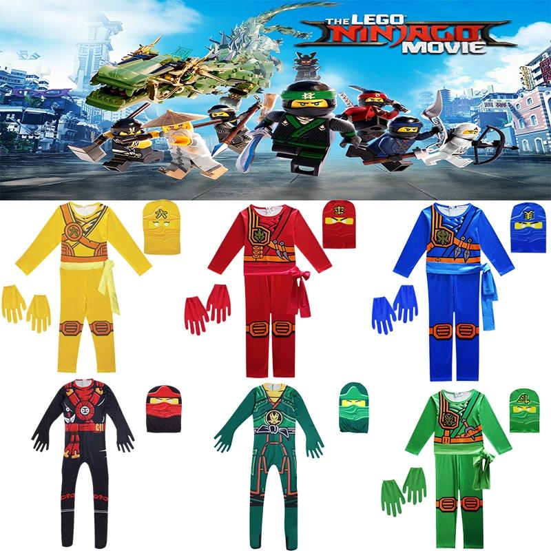 Cool Ninjago Inspired Kids Cosplay Party Clothes Set With Glove Hat And Jumpsuit