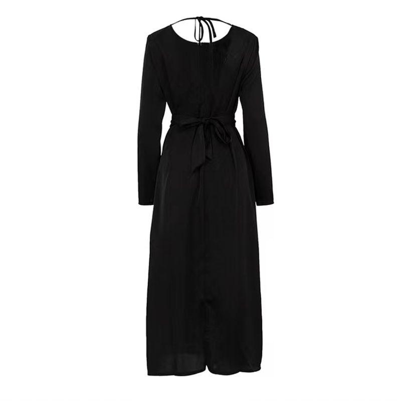 

Fashion Style Fashion Lace-up Backless Dress Black Long Dress Sexy Lace up Open Back Dress Black L