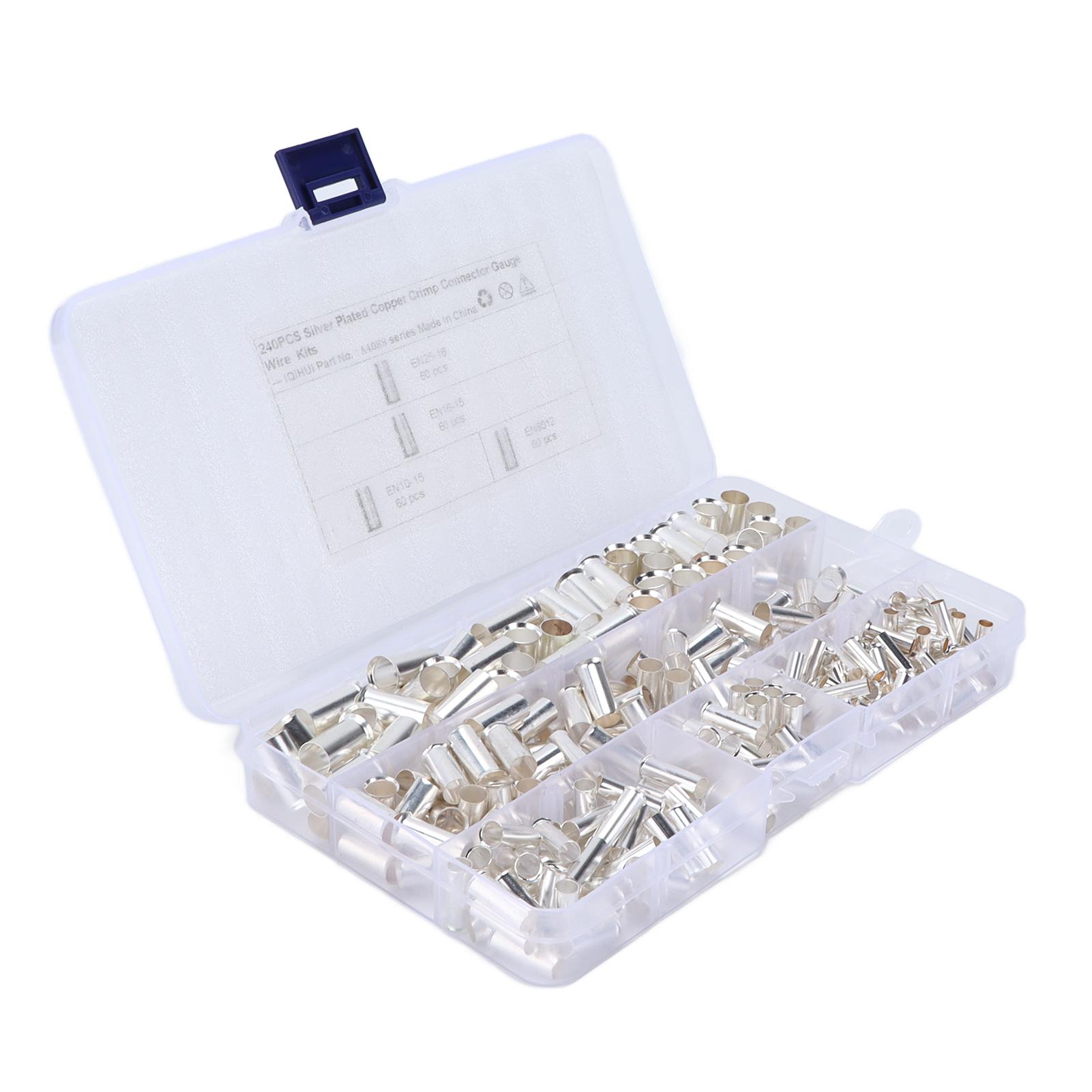 

Набір з 240 шт. дротяних наконечників EN Кінцеві Червона мідь Луджені Кабельні наконечники Обтискний термінал Універсальний для