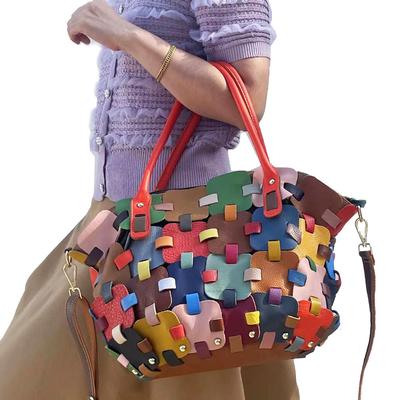 Sacs à main carrés faits main pour femmes, sacoches tendance en cuir coloré