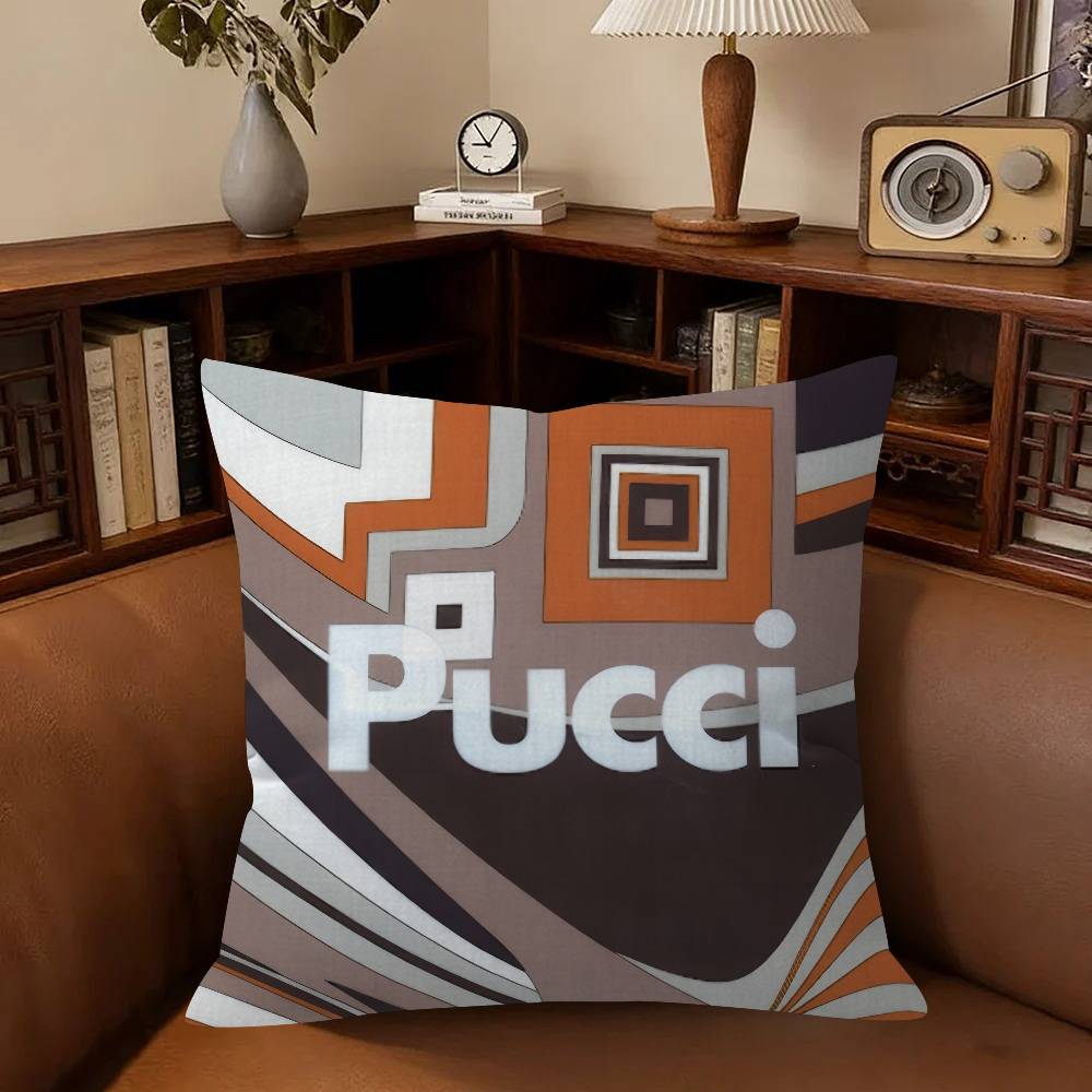 E-Emilio P-Pucci Logo Fashion  Cushion Cover Inches Farmhouse Decor Home Throw Pillow Covers for Couch Decorations