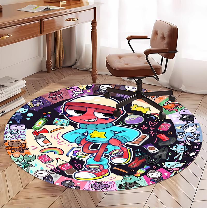 Dandy's World Pattern Round Rug, Indoor/Outdoor Mat, for Picnic, Gameroom, Bedroom, Office, Living Room, Home Decor Carpet, Birthday Gift