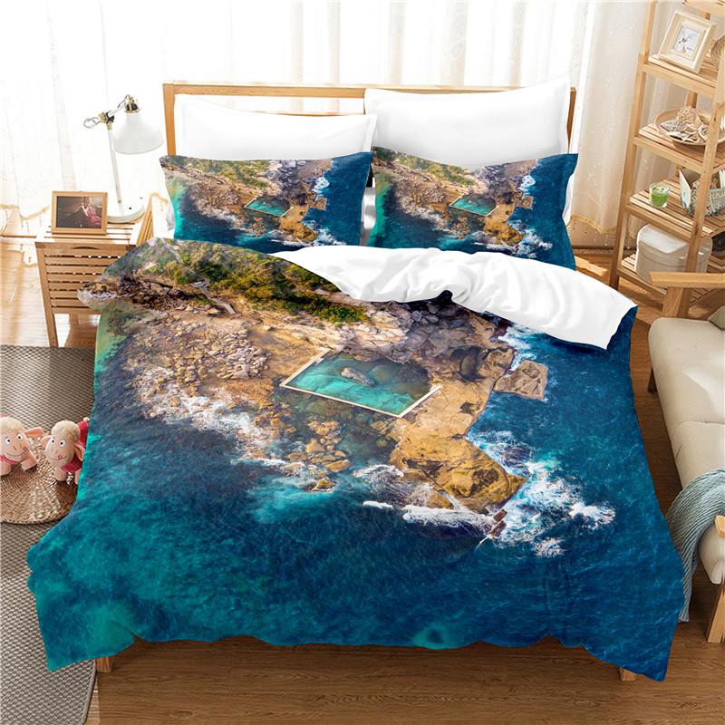 Bellissima Collezione Biancheria da Letto Oceano Collezione Copripiumino Biancheria da Letto 3D Stampa Digitale Con Biancheria da Letto Dimensioni Queen Collezione Biancheria da Letto Design alla Moda