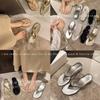Women's Slippers Flats Shoes Floral Pattern Cutout Toe Post Flip Flops Summer Sandals Low Heels  Beach Luxury  Rhinestones