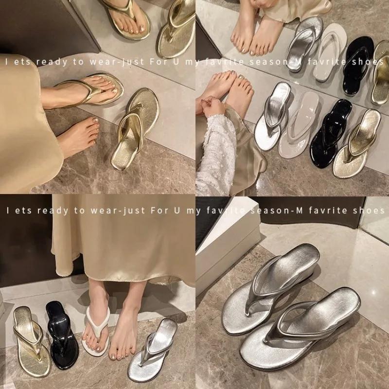 Women's Slippers Flats Shoes Floral Pattern Cutout Toe Post Flip Flops Summer Sandals Low Heels  Beach Luxury  Rhinestones