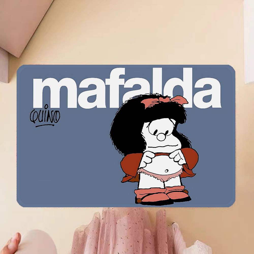 M-Mafalda Girl Floor Mat INS Style Soft Bedroom Floor House Laundry Room Mat Anti-skid Household Carpets