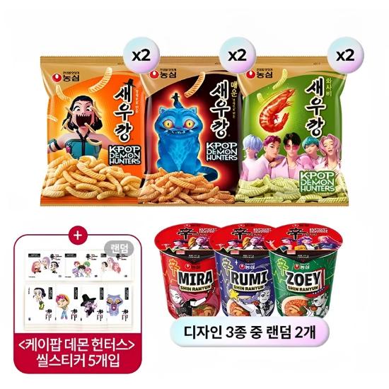 K-Pop Demon Hunters Special Set Saewookkang(Shrimp Snack) + Shin Ramyun + Random Seal Stickers