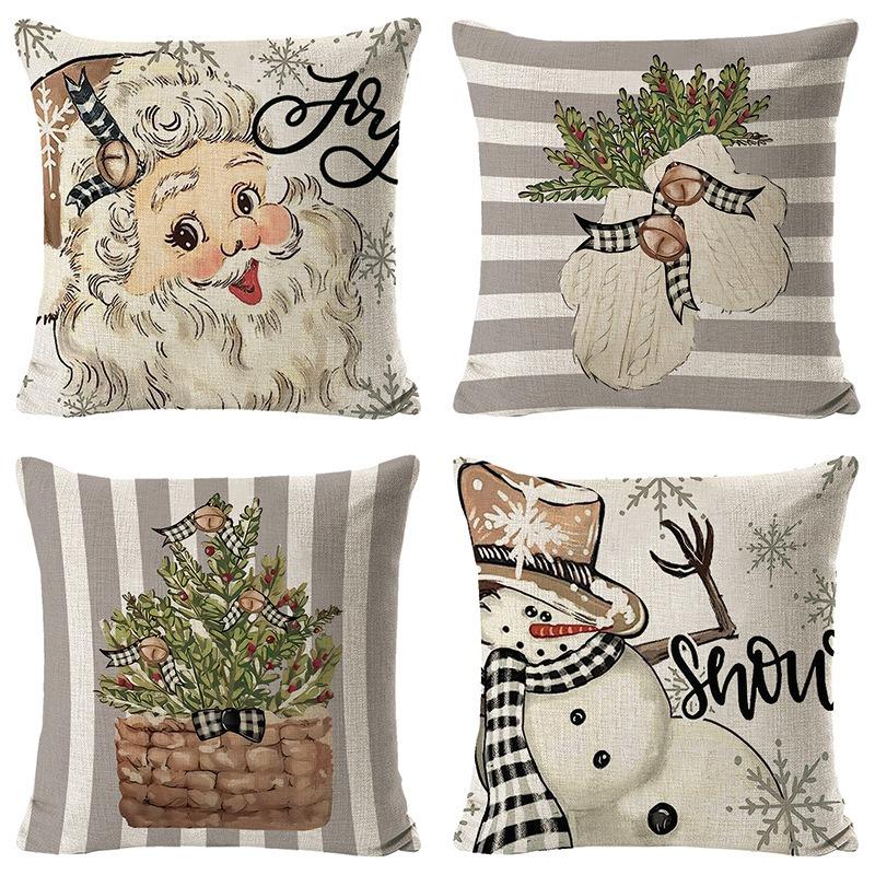 

Новая Рождественская наволочка Лен Принт Американская Наволочка для диванной подушки Наволочка 45 * 45Cm four-piece set