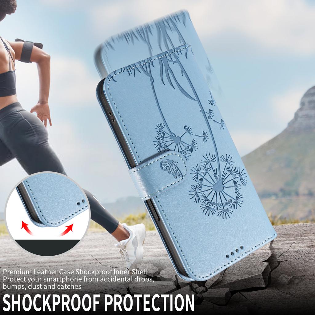 For Motorola Moto G56 5G Leather Wallet Case with Strap Dandelion Imprint Phone Stand Cover