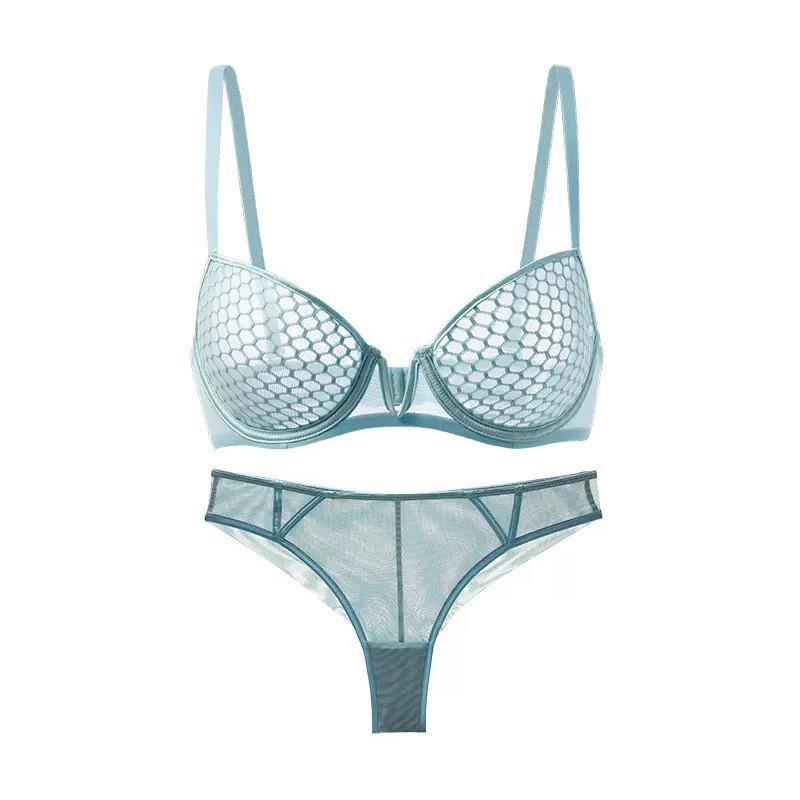 

Большой размер, женский комплект минимайзера с бюстгальтером и трусиками, ультратонкий бюстгальтер, комплект нижнего белья, комплект сексуального нижнего белья, собранные комплекты бюстгальтеров пуш-ап 85D синий