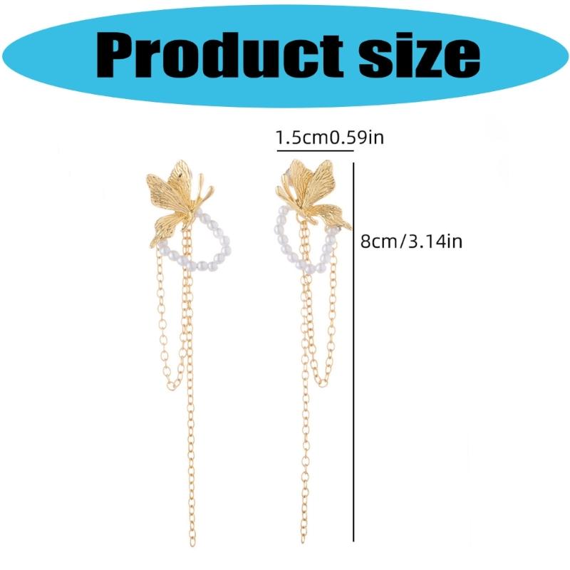 Elegant Butterfly Jewel Drop Earrings With Silver Posts Alloy Lightweight Design For Sensitive Ears