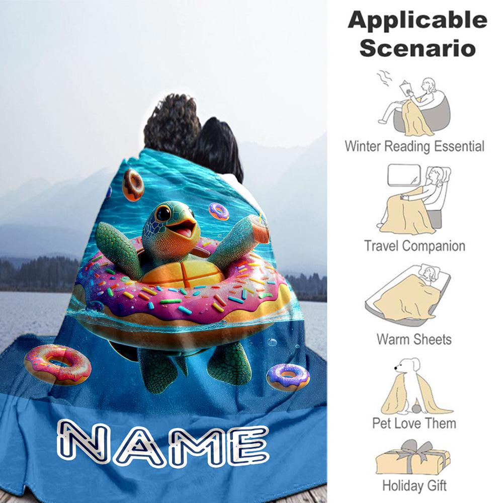 Turtle Customize Your Name Blanket Lightweight Personalized Blanket Ultra-Soft Suitable for Office Nap Bedding Sofa for All Occasions
