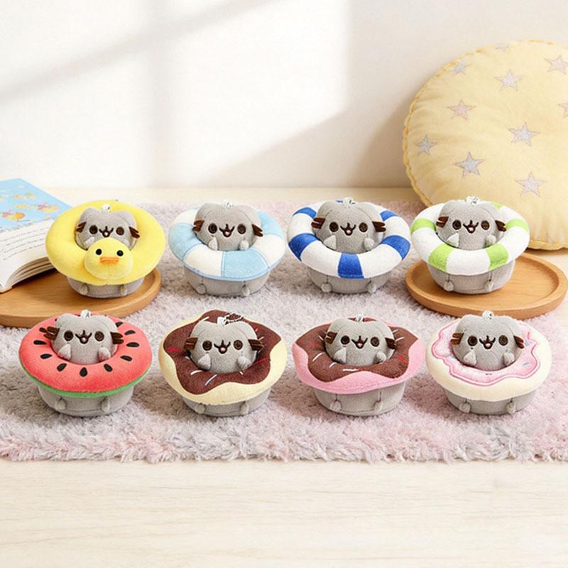 Plush Cat Keychain With Sweet Donut Ring For Kids And Collectors