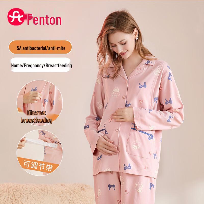 Fenteng Women s 5A Antibacterial Pure Cotton Nursing Pajama Set L