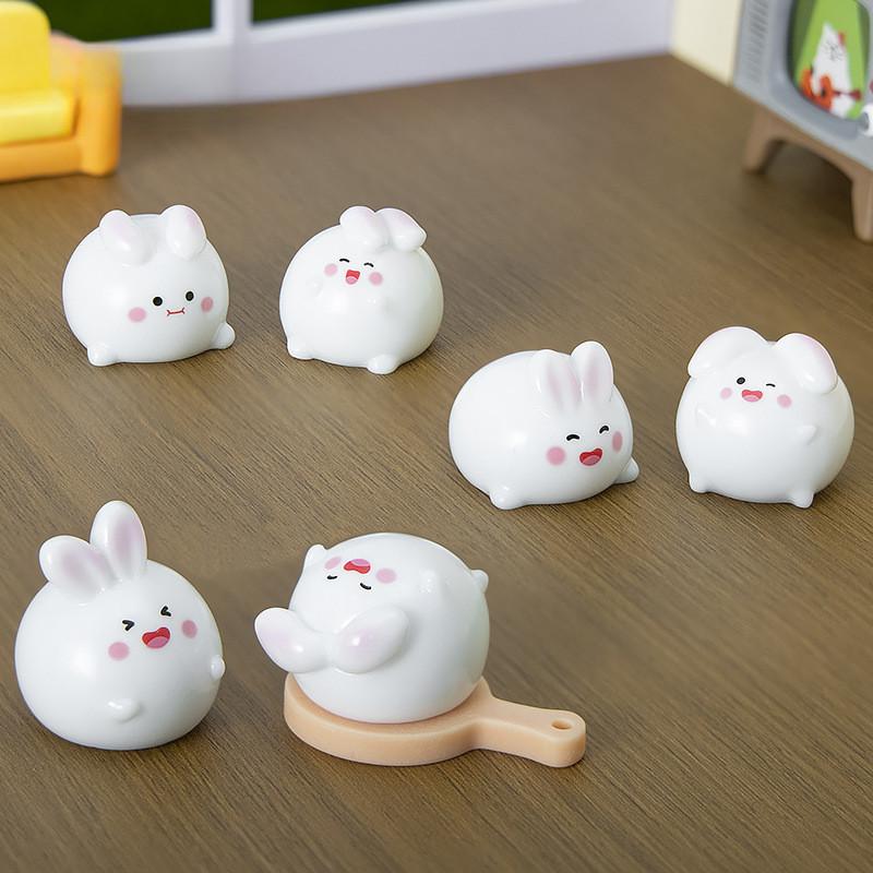 1 Set Cartoon White Rabbit Cat Miniatures Resin Animal Ornaments Fairy Garden Decoration Micro Landscape
