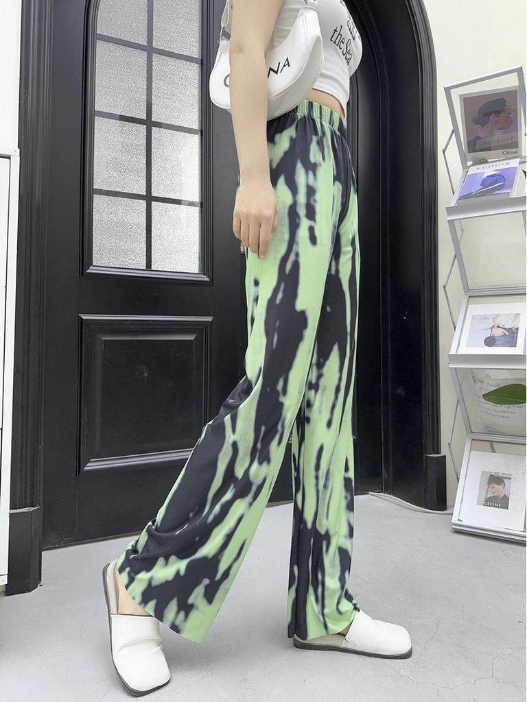 2023 Women's Plus Size Summer Rayon Nine-Point Casual Wide-Leg Pants