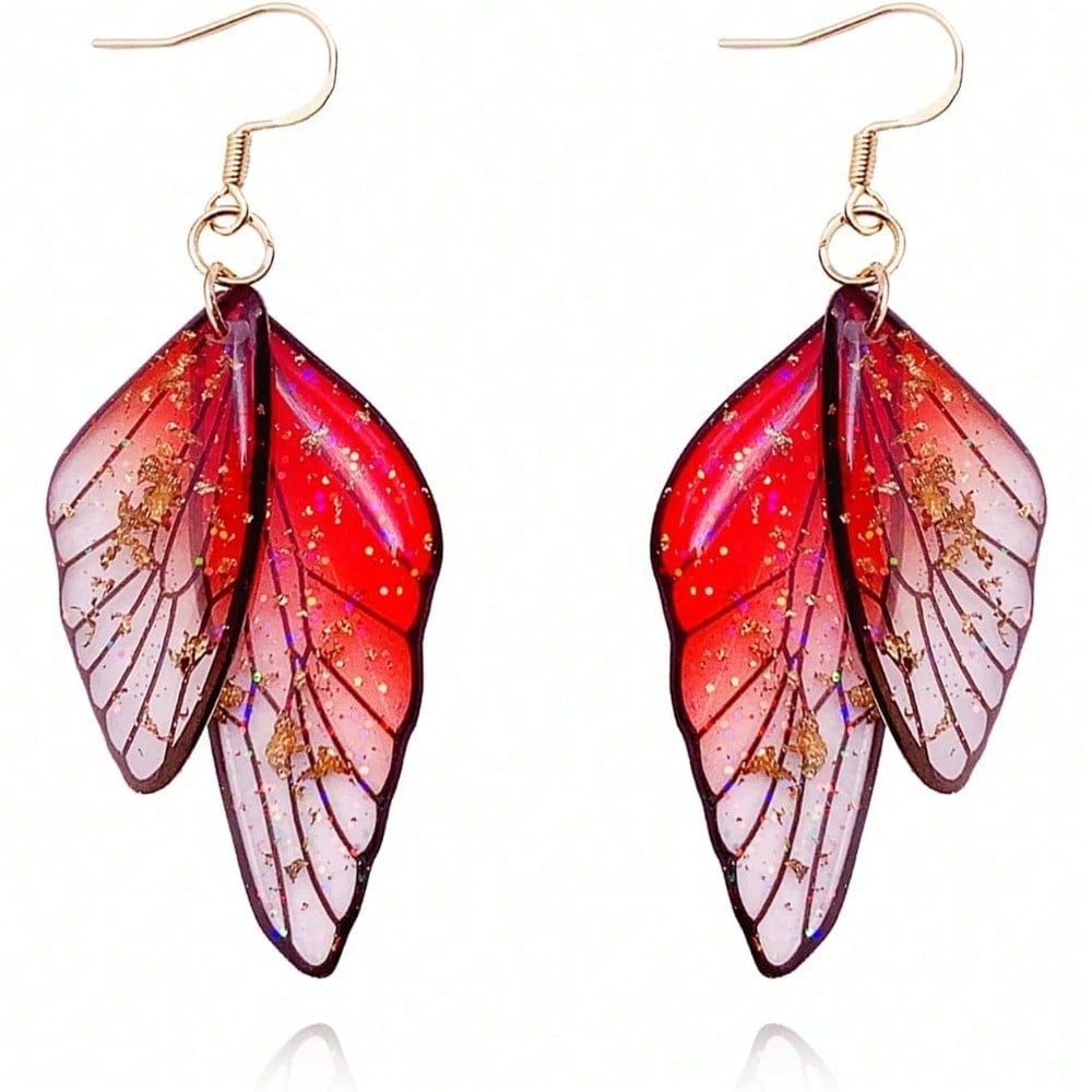 1Pairs Gold Plated Crystal Butterfly Wing Drop Dangle Earrings For Women Wedding Jewelry