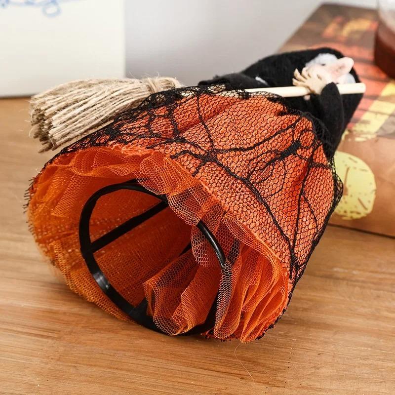 1-5PCS Halloween Witch Figurine with Broom Hanging Resin Ornament for Indoor Outdoor Garden Porch Party Photography Decoration