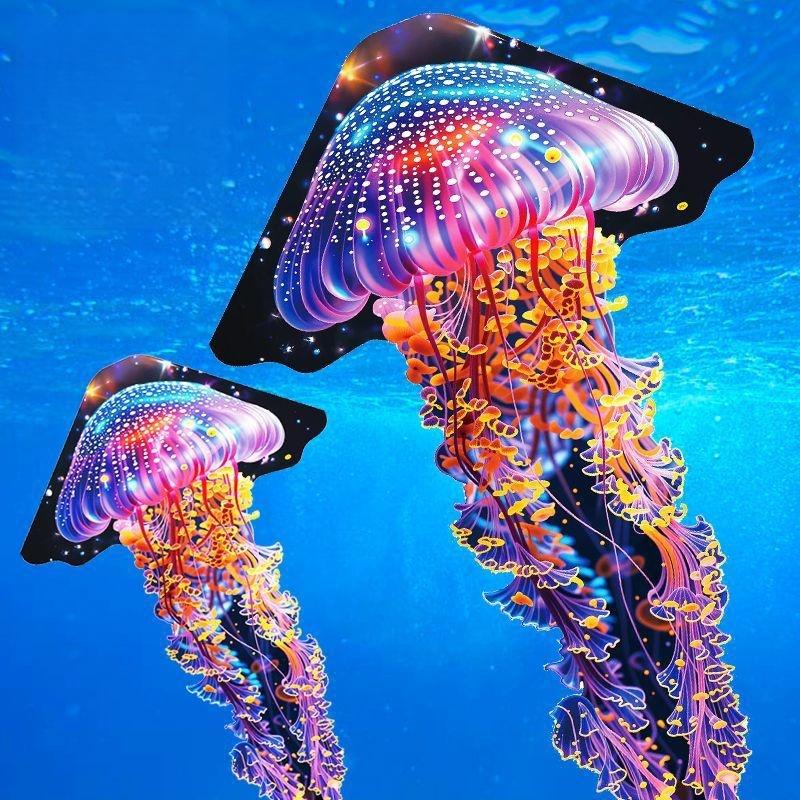 1 Set Colorful Kites Children'S Toys Professional Flying Fluorescent Jellyfish Kites For Adults Outdoor Games