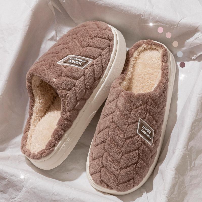 New Thick-soled Cotton Shoes for Women, Indoor Thick-soled Warm and Anti-slip Slippers