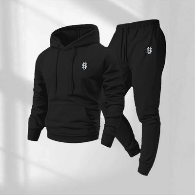 Mens Oversized Hooded Sweatshirt Set Casual Sportswear Winter Warm Fleece Lined Tracksuit