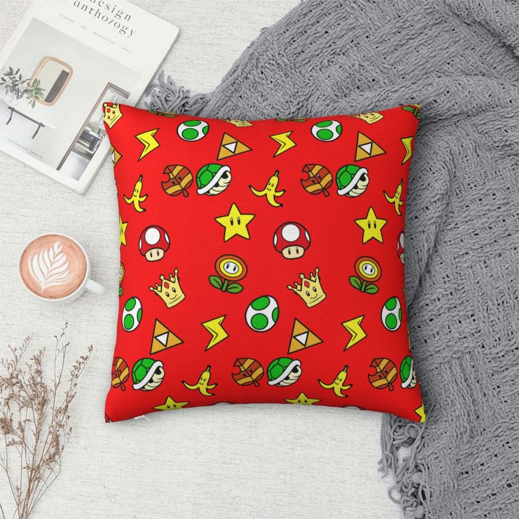 Super Marios Cup Collection Pillowcases Polyester Bed Car Cushion Cover Funny Home Decoration Pillowcase 40*40