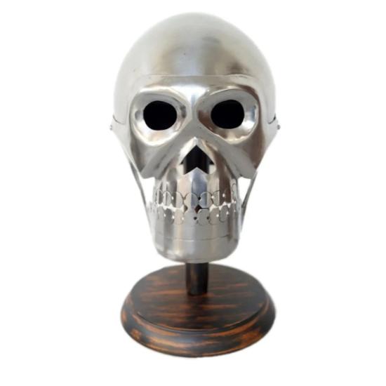 Skull Head Steel Helmet - Fierce Warrior Design for Collectors, LARP, and Costume Enthusiasts