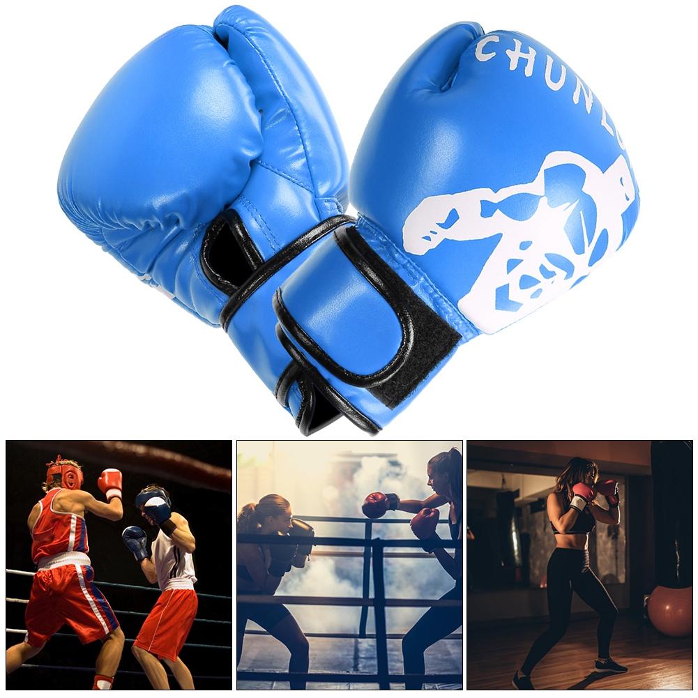 1 Pair Boxing Gloves Sanda Boxglove Kenpo Training Practicing Equipments for Adult Childrenblue