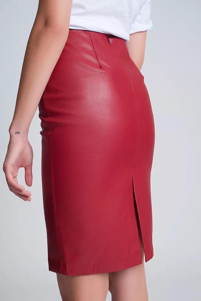 Stylish RED Women's Skirt Real Soft Lambskin Leather Handmade Party Formal Wear