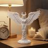 White Horned Angel 3D Print Statue Hand Carved Wings Art Piece for Home Office Thanksgiving Gift