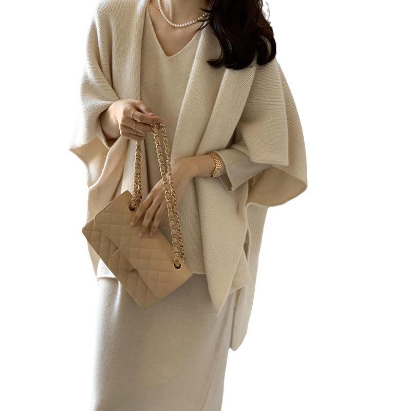 

Корейские женские кардиганы осень-зима универсальный свободный крой H-образный однотонный шерстяной вязаный свитер жилет куртки клип One size абрикосовый