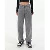 Women's Retro Smoke Gray High-Street Slimming Jeans - Loose Straight-Leg, Spring 2025 Collection